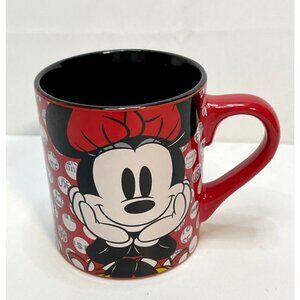 Disney Minnie Mouse coffee mug cup 4" 14 oz red polka dots